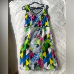 Colorful Nine West Geometric Print Dress